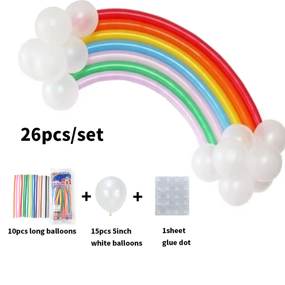 26 teile/satz DIY Magic Ball Weihnachten Geburtstag Dekor Kinder Geburtstag Geschenk Zubehör Dekoration Regenbogen Band Ballon Set – Detail 7