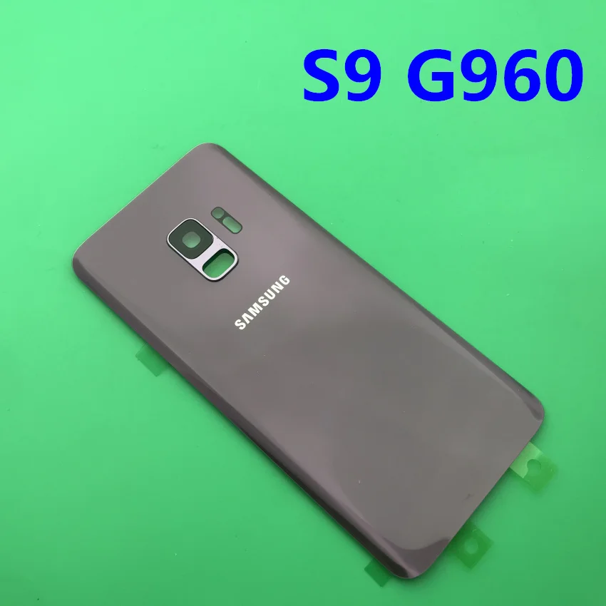 Оригинальное стекло для samsung Galaxy S9, G960, S9 plus, G965, задняя крышка для батареи, задняя крышка для двери, запасной чехол+ клейкая наклейка - Цвет: S9 purple