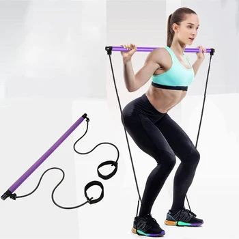 

Pilates Exercise Stick Toning Bar Home Yoga Gym Body Workout Abdominal Resistance Bands Rope Puller Dance Fitness Equipment