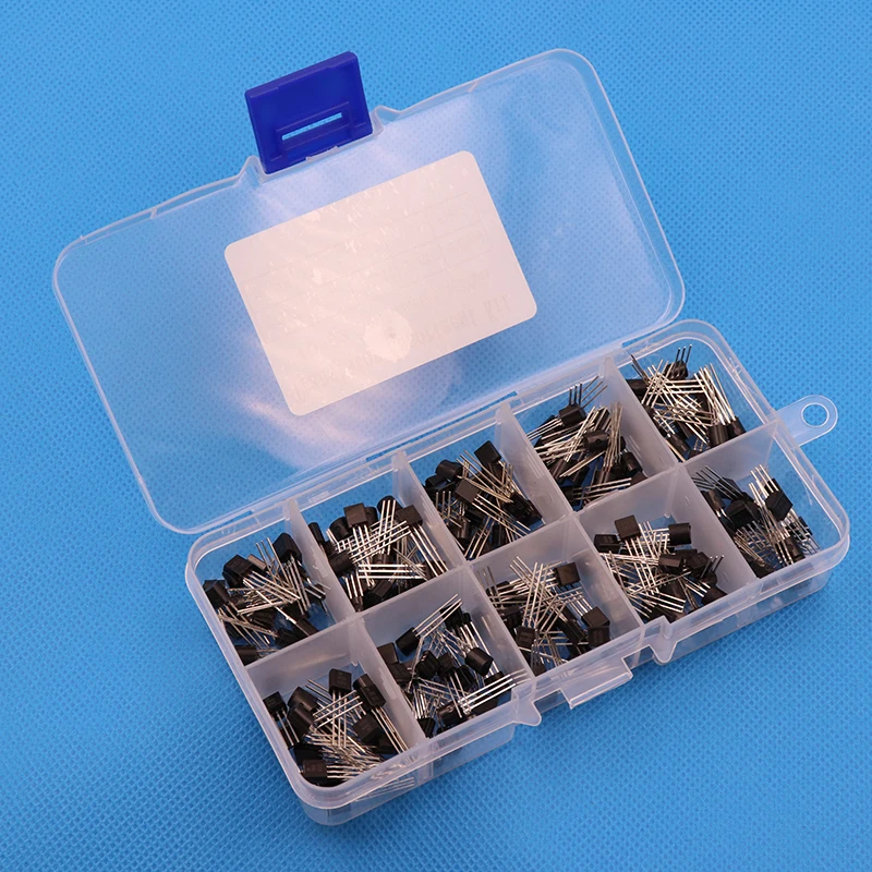 BC337 BC327 2N2222 2N2907 2N3904 2N3906 S8050 S8550 A1015 C1815 Transistor Assortment Kit 200PCS Transistors + Box Pack transistors kit