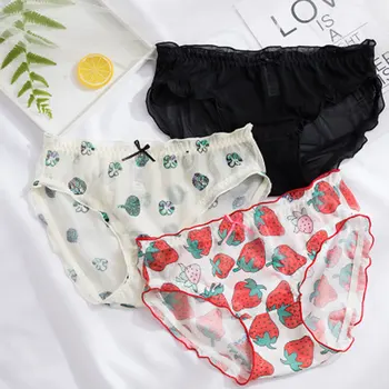 

New printed cute underwear breathable underwear seamless mid-waist lace edge ladies one size underwear women underwear