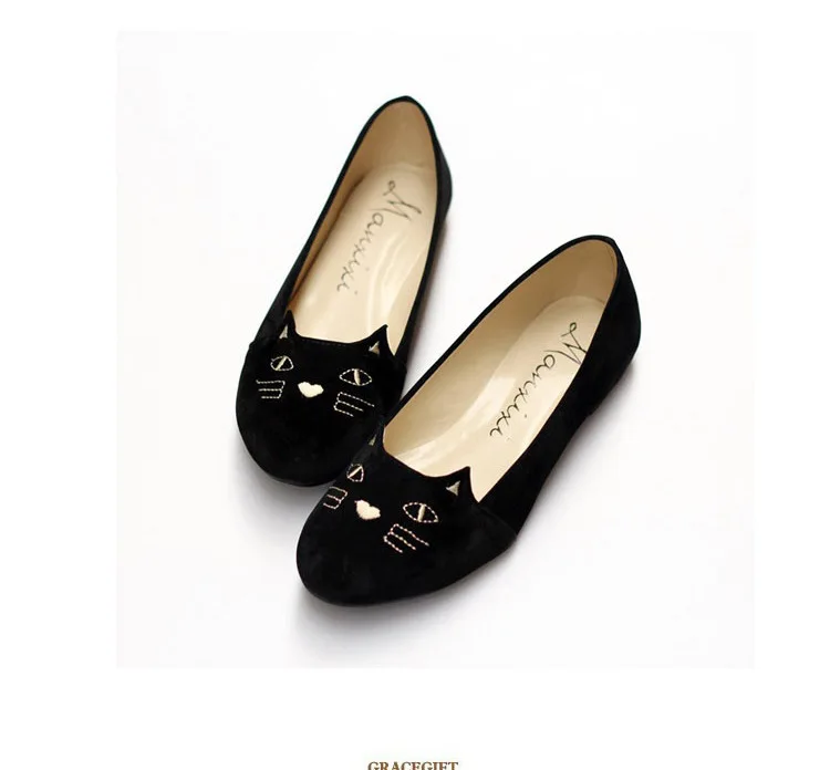 

Europe And America Hot Selling Cat round Head Single Shoes WOMEN'S Flat Shoes Large Size Shoes WOMEN'S Shoes