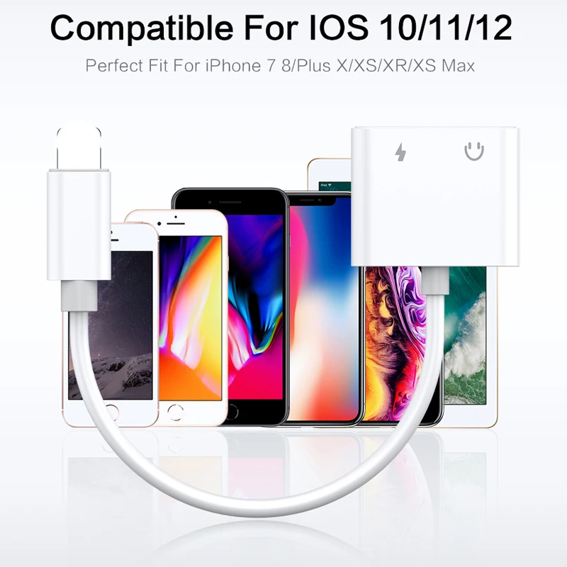 IOS 12 3,5 мм Jack адаптер 2 в 1 для iPhone 11 11Pro MAX 6 6S 7 8 Plus X XR XS Jack адаптер для наушников Aux кабель Splitteradaptador
