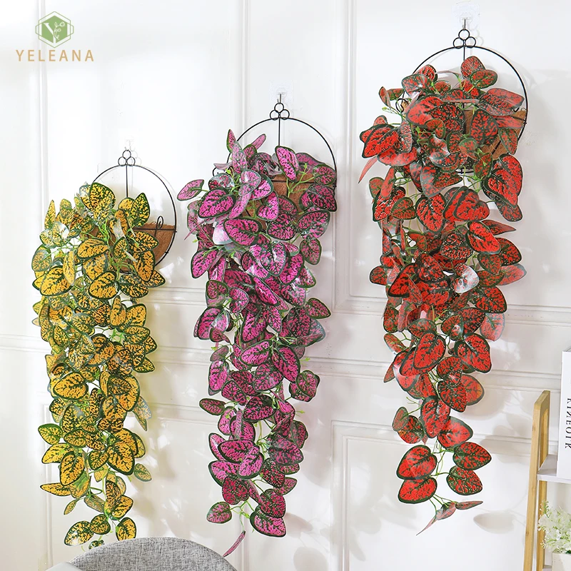 

97cm Artificial Hanging Plants 1pcs Greenery Leaf Silk Fake Plant Decor Jungle Party Hojas Artificiales Para Decoracion