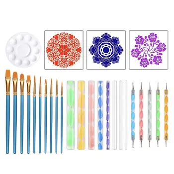 

27pcs Mandala Dotting Tools Painting Brush Kit Acrylic Stick Art Pen Paint Stencil Nail Art & Tools