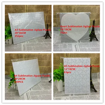 

DHL Free 50pcs/lot A3/ A4/A5/Heart Sublimation Blank Puzzle DIY Craft Jigsaw Puzzle For Sublimation Ink Thermal Transfer
