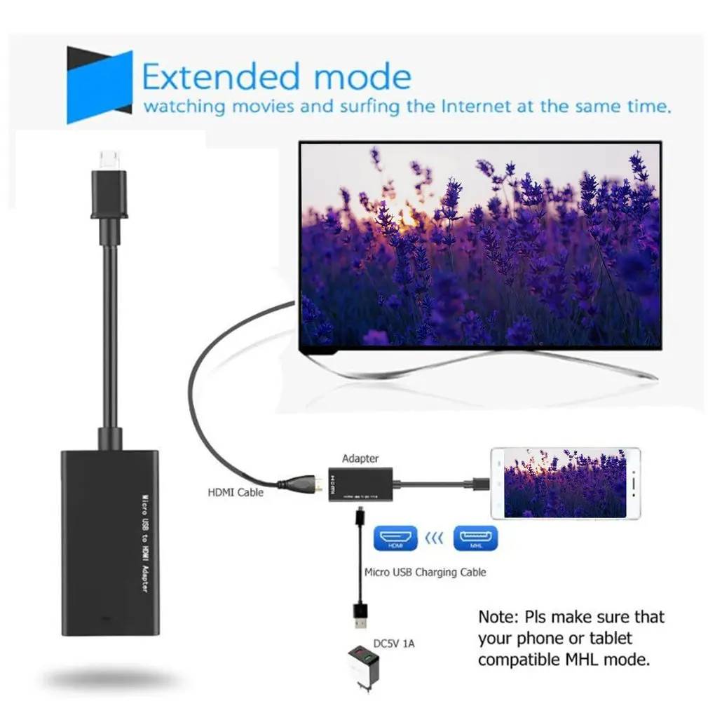 Micro USB к HDMI 1080P кабель с 5Pin к 11Pin конвертер адаптер для HDTV/смарт-сотового телефона/телевидения
