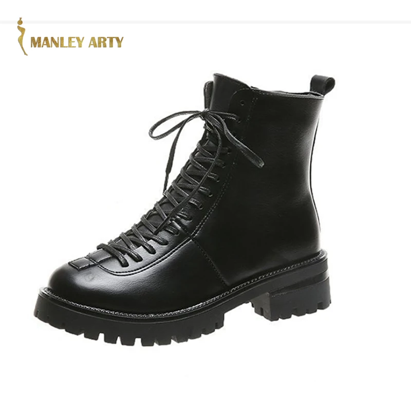 

Women's Plus Velvet Slimming Short Boots 2020 Winter New Plus Velvet All-match Thick Heel Lace-up Non-slip Short Boots Winter