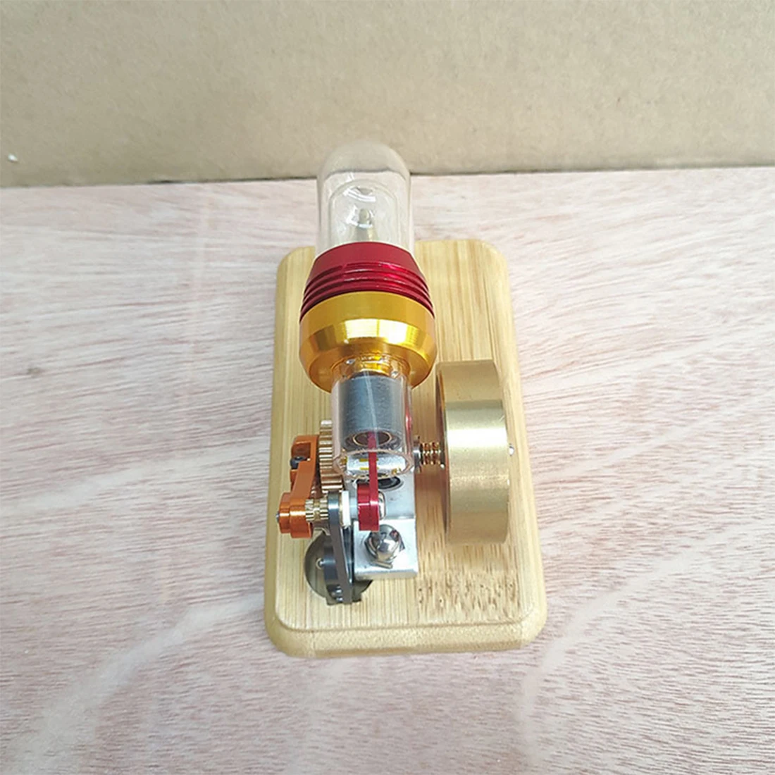 Горячая DIY шток одноцилиндровый микро Стирлинг Модель двигателя с деревянной основой модель обучающая игрушка подарок для детей и взрослых