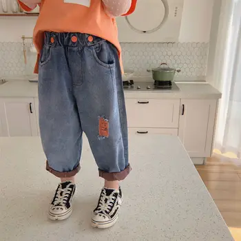 

Spring Autumn Boys Girls Korean Fashion Baby Jeans Pants Trousers Denim Ripped Distressed Toddler Kids 2 to 8 yrs C20042