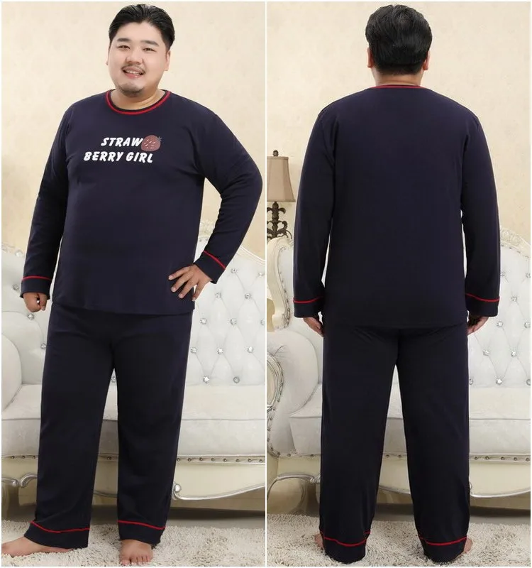 Мужской осенне-зимний хлопок 5XL XL пижамный комплект с круглым вырезом пуловер пижамы