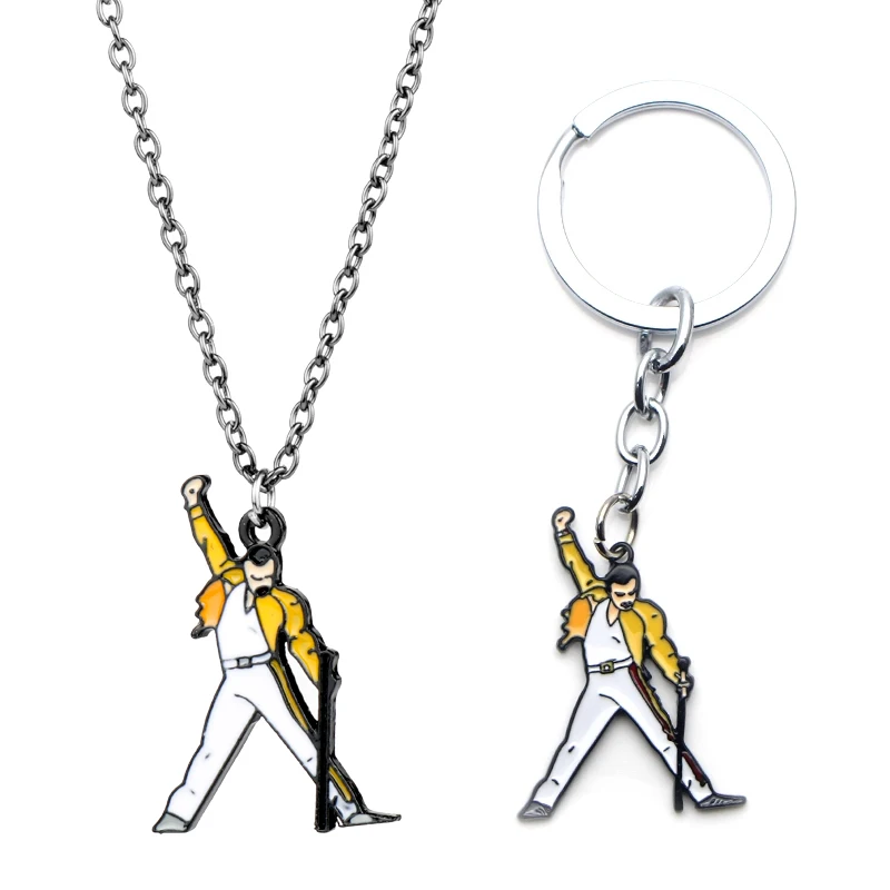 Artículo caliente Llaveros con colgante de aleación de Metal de Freddie Mercury para mujer y hombre, bolso, llavero, regalo de joyería p3KkORlXe