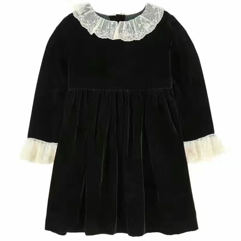 2019-Autumn-Girls-Dress-Kids-Princess-Party-Frocks-Children-Black-Velvet-Vintage-Dress-Toddler-Lace-Ruffle (2)