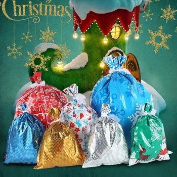 

30/35PCS Merry Christmas Candy Bags Santa Claus Xmas Tree Packing Bags Happy New Year Christmas Candy Bags for Kids Gift