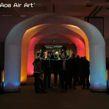 Гигантская 4 м H led конусная надувная слоновая кость, прямая колонна и изогнутые конусы входная арка с базовыми воздуходувками в продаже