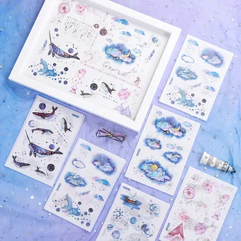 

AngelHere Store 6pcs/lot Fresh Sticker Literary Cartoon Material Hand Account Diary Character Decoration Set Creative Stickers