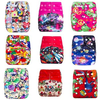 

High Quality Resuable Eco-Friendly Diaper Adjustable Print Nappies Pocket Fit 3-15kg Infants Baby Training Pants Nappy