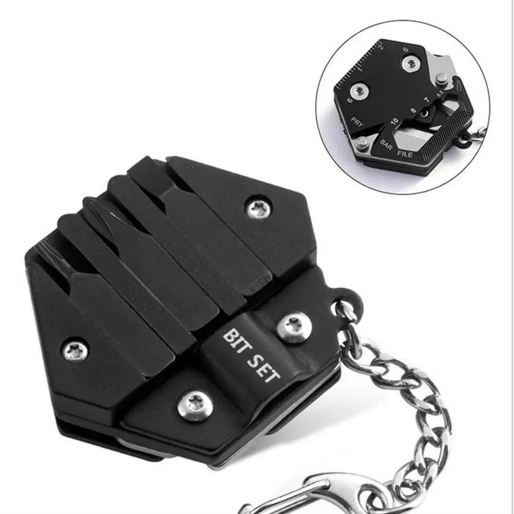 Mini Screwdriver Tool Portable Multi-function Key Chain Pendant Folding Combination Tool for Camping Travel
