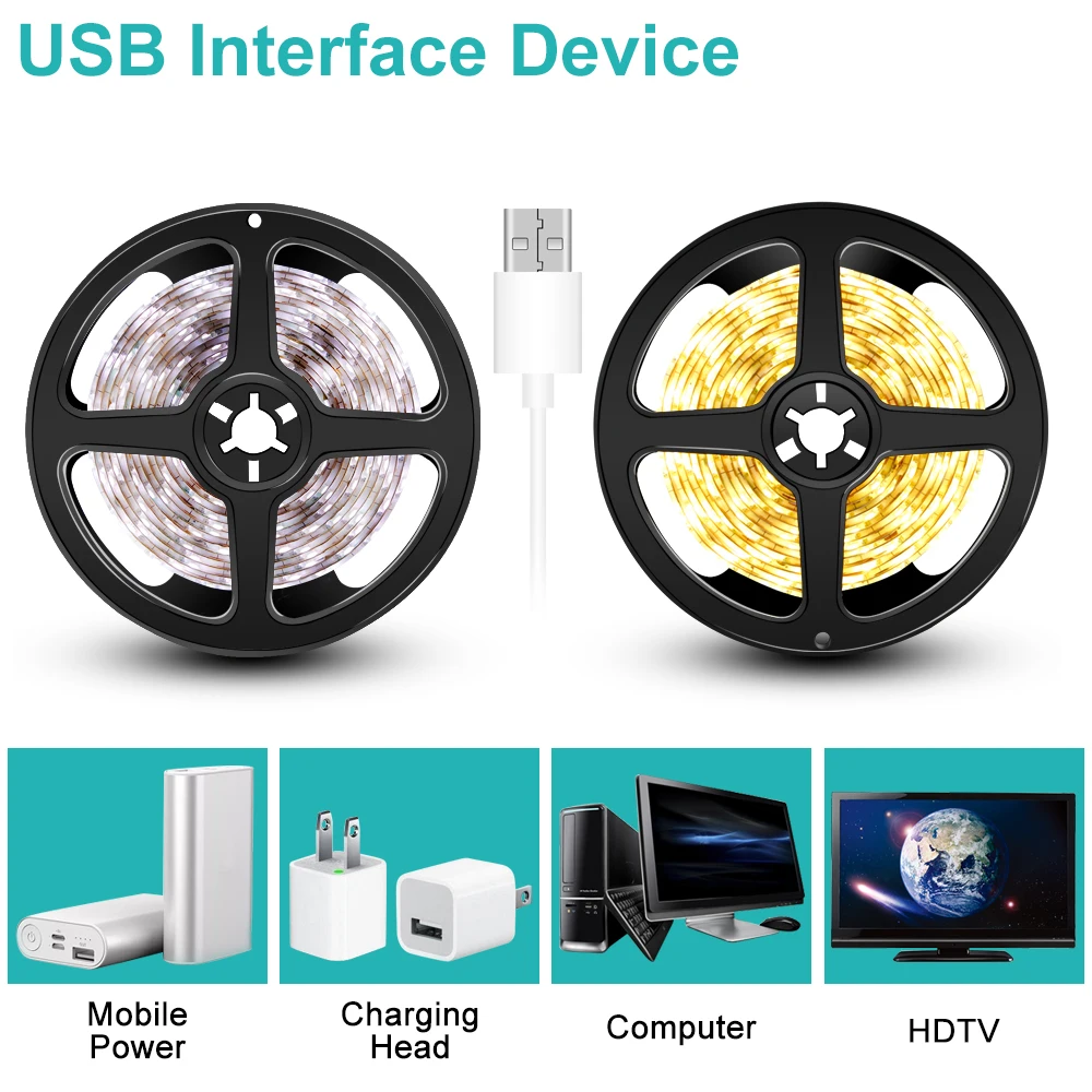 USB Under Cabinet light LED Strip led Night Lamp 5V Wireless PIR Motion Sensor LED light for kitchen Stairs Wardrobe Bed Side