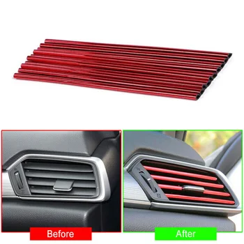 

New Arrival High Quality 10 Pcs Auto Car Accessories Red Air Conditioner Air Outlet Decoration Strip New