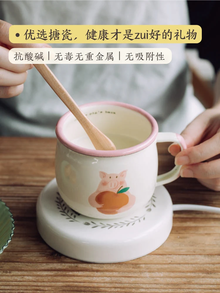 Enamel Lucky Pig Cup Children Milk Breakfast Cartoon Mark Lovely Mug