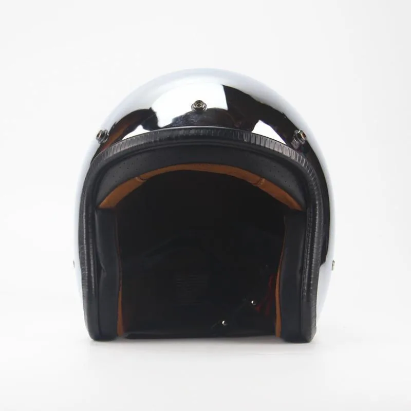 Open-face Helmets Mirror Silver Chrome Vespa Open Face Motorcycle Motorbike Helmet Retro Moto Helmets Dot,helmet Bubble M