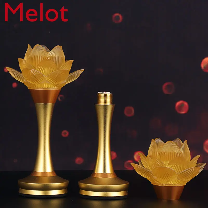 Rechargeable Buddha Worshiping Lamp Lotus Lamp for Buddha Worship Pair of Domestic God Table Front Lantern