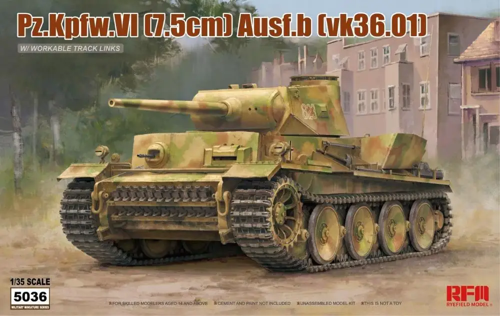 Campo Di Segale Modello Rfm Rm-5036 1/35 Pz.Kpfw.Vi (7.5Cm) Ausf.B(Vk36.01) -Kit Modello In Scala
