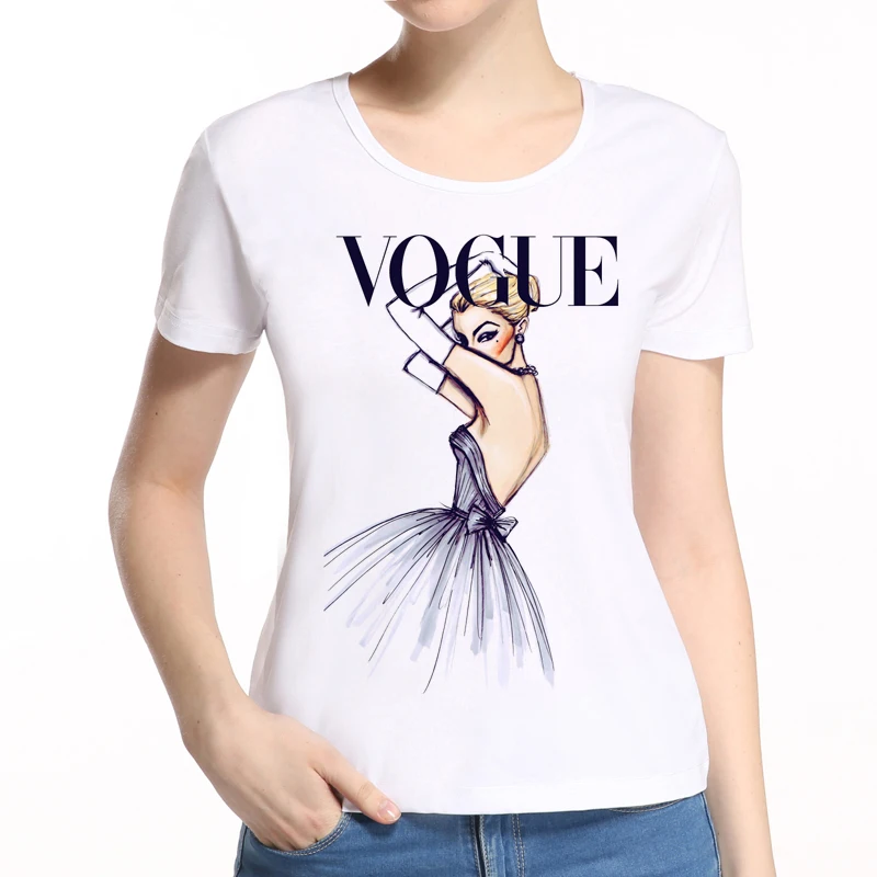 Модная женская футболка принцессы с персональным принтом Vogue в стиле Харадзюку С буквенным эстетичная для