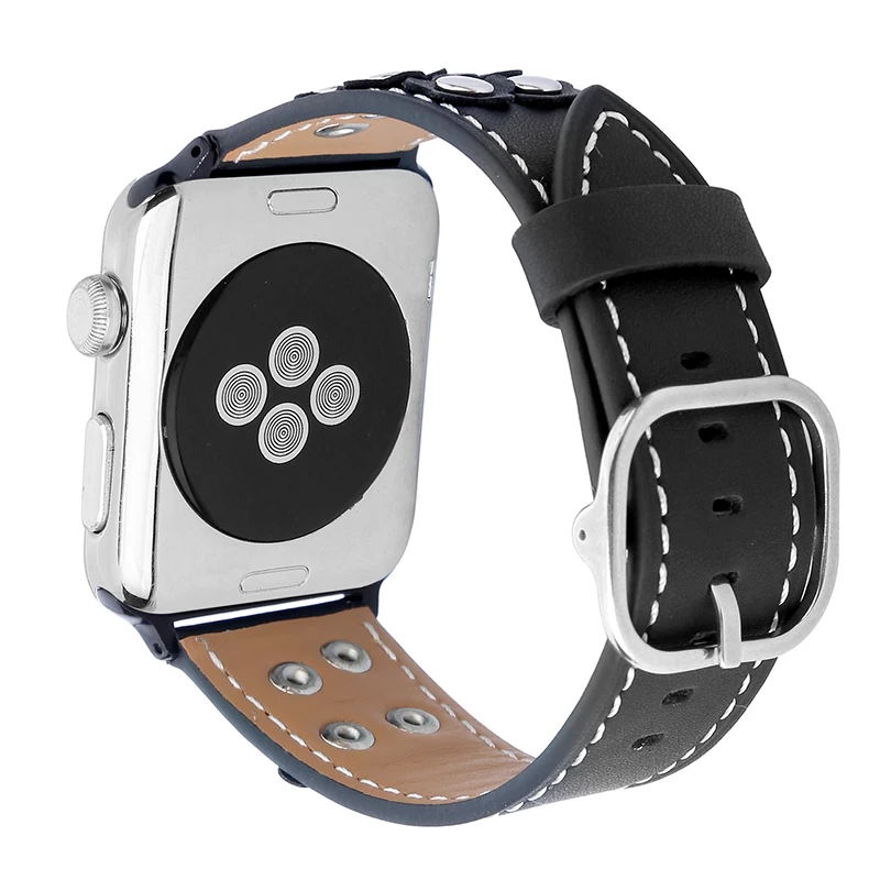 FOHUAS, ремешок из натуральной кожи для Apple Watch, 5, ремешок, 44 мм, 42 мм, iwatch, ремешок с цветком для ногтей, 38 мм, женский браслет с разъемом-адаптером