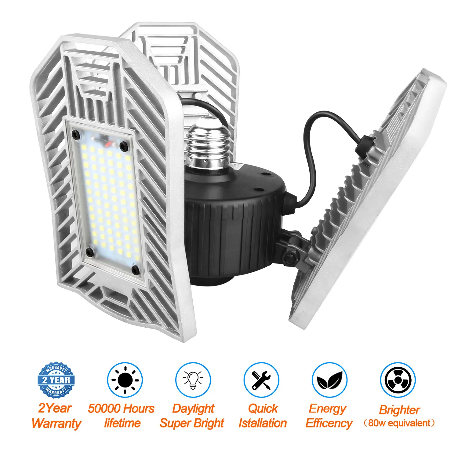 80W white E27 светодиодный потолочный светильник, лампа для гаража, высокий люмен, SMD2836, лампа с радиолокационным датчиком, Точечный светильник для домашней парковки, промышленный светильник ing - Испускаемый цвет: 80W white