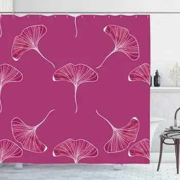 

Shower Curtain Set with Hooks 66x72 Artwork Watercolor Herbal Pink Leaf Ginkgo Medicine Ginko Abstract Leaves Nature Design