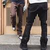 Back Ankle Zipper Spliced Straight Flare Pants Mens High Street Washed Retro Loose Casual Jeans Hip Hop Denim Trousers ► Photo 2/6