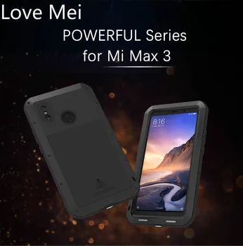 Перейти на Алиэкспресс и купить Мощный металлический защитный чехол Love Mei для Xiaomi mi Max 3 влагостойкий и ударопрочный, прорезиненный защитный чехол для всего тела для Xiao mi Max 3