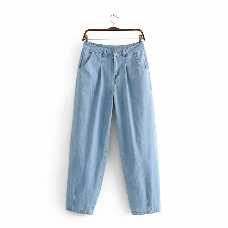 Женские винтажные джинсы на молнии с карманами пуговицах прямые стильные