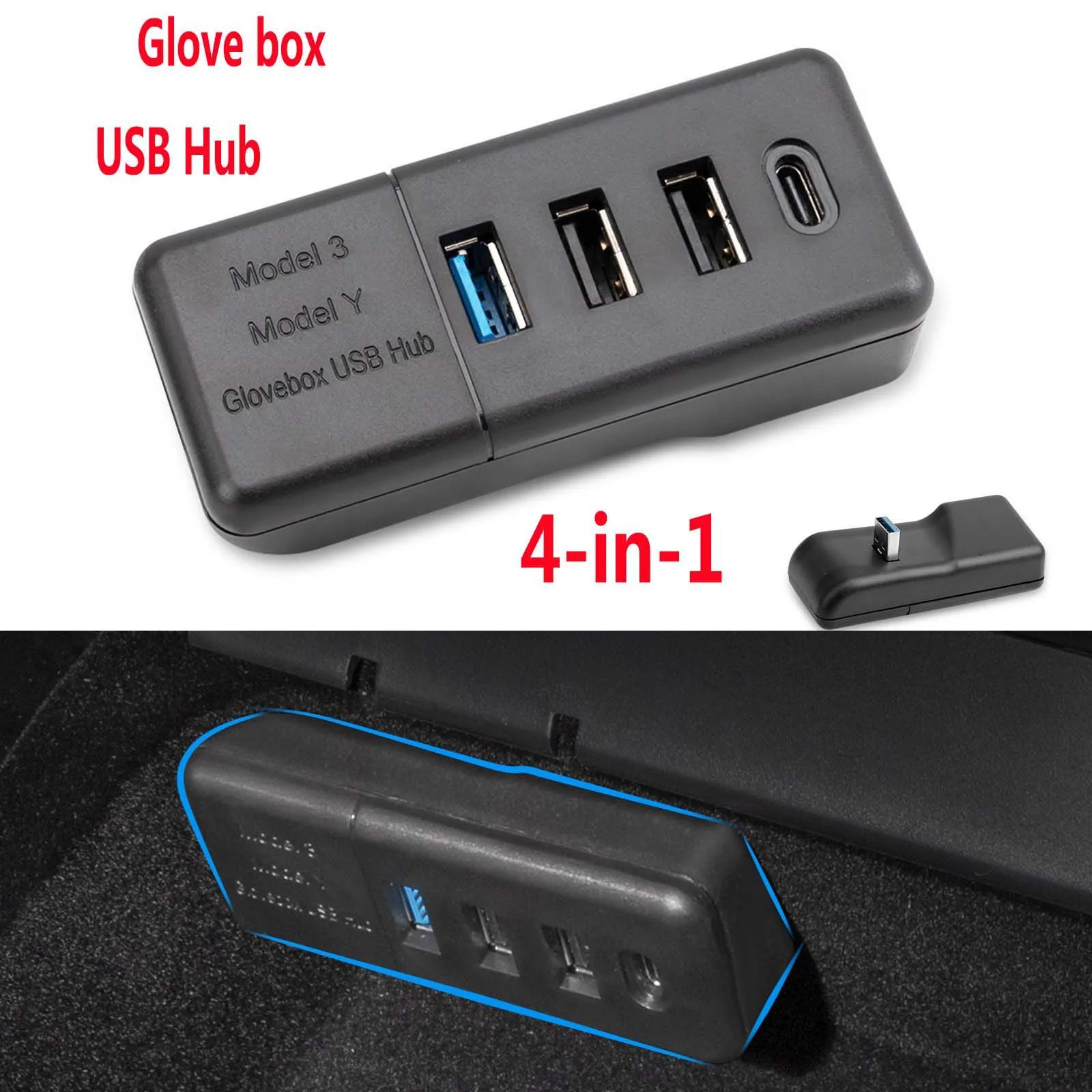 Fit New Tesla Model 3 Y 2021-2022 перчаточный ящик USB расширения Hub порт Co-pilot Sentinel Mode 4-в-1 usb-хаб 2022