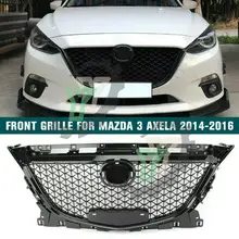 Front Grill Oberen Kühlergrill Für 2014-2016 Mazda 3 Schwarz ABS Mesh Frontal Außen Form Stoßfänger Ersatz Auto Racing grills