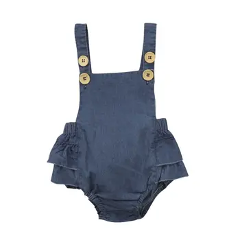 

Sleeveless Infant Newborn Baby Girls Denim Romper Jumpsuit New Fashion Summer Bandage Playsuit Clothes Outfits