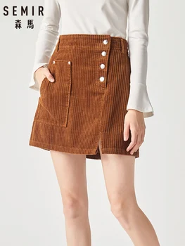 

SEMIR Skirt women 2019 winter new corduroy retro chic skirt A skirt high waist thin ins tide sexy skirt woman
