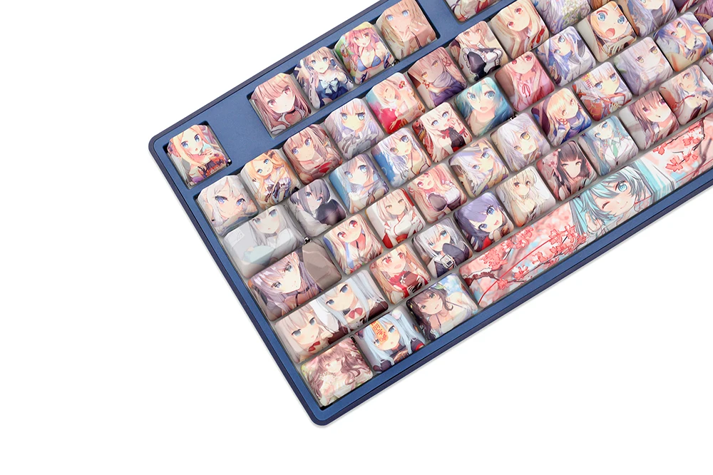 omo anime bonito jovem menina perfil oem corante sub keycap para teclado mecânico tkl ansi