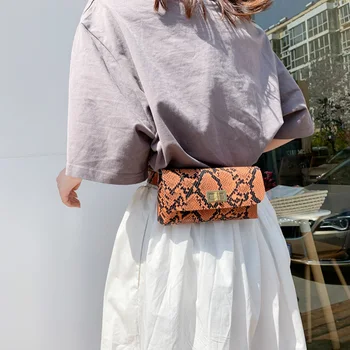 

Hot Sale Handbags Classic Delicate Texture Women Snake Print Fanny Chest Pack PU Leather Waist Pouch Shoulder Messenger Bag