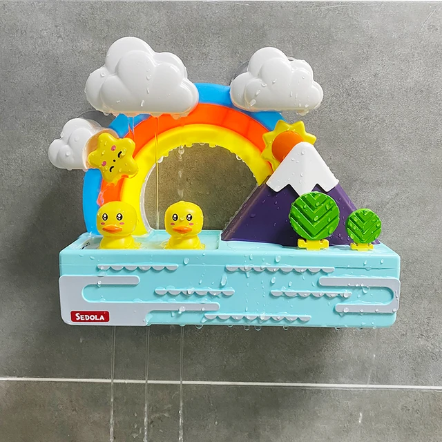 New Baby Bath Kids Toys Rainbow Shower Pipeline Yellow Ducks Slide Tracks Bathroom Educational Water Game Toy for Children Gifts 2