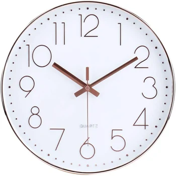 

12 Inch Simple Modern Silent Quartz Wall Clock Round Clock White Background Clock Silent Wall Clock Home Office 3D