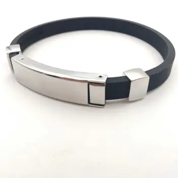 

free shipping distribute stainless steel silicone adhesive power bracelet with color silicon rubber watch band