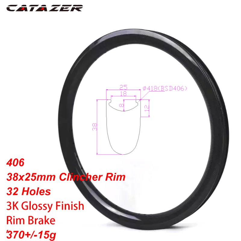 29er 27.5er углеродный обод MTB BMX 406 обод углерода 700C дорожный велосипед трубчатый довод бескамерные обода 30/35/55/60/88 мм с дисковыми тормозами - Цвет: 406 38x25 32H