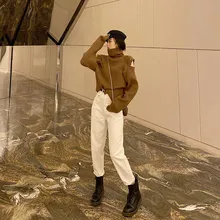 XINN, тонкие шерстяные прямые джинсы в Корейском стиле, женские, qiu dong, с новым отливом, для отдыха, шоу, тонкие белые плюс спортивные штаны