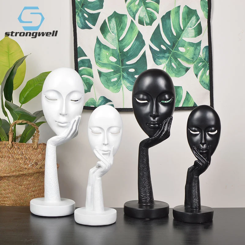 

Strongwell Nordic Silence Face Figurine Animal Abstract Sculpture Resin Statue Decor Home Decoration Accessories Modern Art
