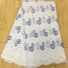 Высокое качество африканская сетчатая кружевная ткань хлопок вышивка французская швейцарская вуаль пробивная хлопковая кружевная ткань белая 5 ярдов