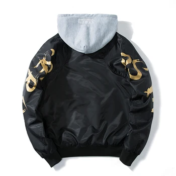 

Mens And Woman Jacket Japan Hooded Bomber Jacket Fashion Print Outwear Men Clothes Thin Coat Baseball Jackets Detachable Cap