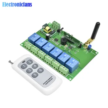 

110-240V 6CH 6 Channel Relay Module RF Relay Board 433MHZ RF Remote Module With Remote Control Switch